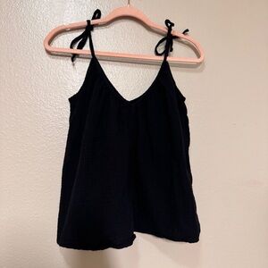 OLD NAVY Cotton Gauze Black Tie-Shoulder Cami Tank Top